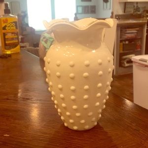 White milk glass hobnail vase
